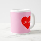 Romantisch rood hart pastel roze gepersonaliseerd grote koffiekop (Voorkant rechts)