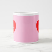 Romantisch rood hart pastel roze gepersonaliseerd grote koffiekop (Voorkant)