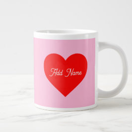 Romantisch rood hart pastel roze gepersonaliseerd grote koffiekop