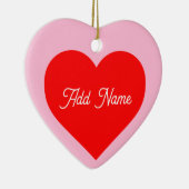 Romantisch rood hart pastel roze gepersonaliseerd keramisch ornament (Rechts)