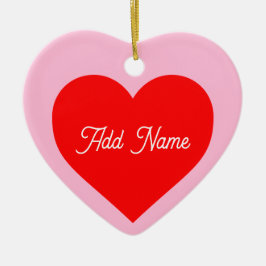 Romantisch rood hart pastel roze gepersonaliseerd keramisch ornament