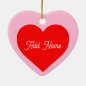 Romantisch rood hart pastel roze gepersonaliseerd keramisch ornament (Achterkant)
