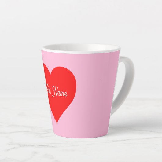 Romantisch rood hart pastel roze gepersonaliseerd latte mok (Rechterhoek)