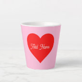 Romantisch rood hart pastel roze gepersonaliseerd latte mok (Voorkant)