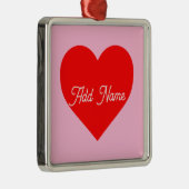 Romantisch rood hart pastel roze gepersonaliseerd metalen ornament (Rechts)