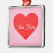 Romantisch rood hart pastel roze gepersonaliseerd metalen ornament (Links)