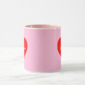 Romantisch rood hart pastel roze gepersonaliseerd mok (Midden)