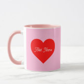 Romantisch rood hart pastel roze gepersonaliseerd mok (Links)