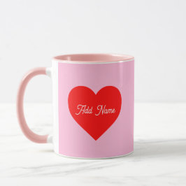Romantisch rood hart pastel roze gepersonaliseerd mok
