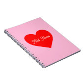Romantisch rood hart pastel roze gepersonaliseerd notitieboek (Rechterzijde)