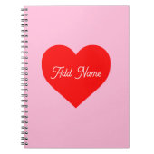 Romantisch rood hart pastel roze gepersonaliseerd notitieboek (Voorkant)