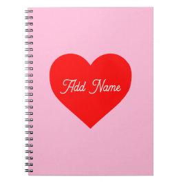 Romantisch rood hart pastel roze gepersonaliseerd notitieboek