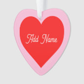 Romantisch rood hart pastel roze gepersonaliseerd ornament (voorkant)