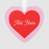Romantisch rood hart pastel roze gepersonaliseerd ornament (voorkant)