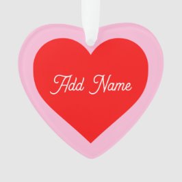 Romantisch rood hart pastel roze gepersonaliseerd ornament