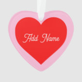 Romantisch rood hart pastel roze gepersonaliseerd ornament (achterkant)