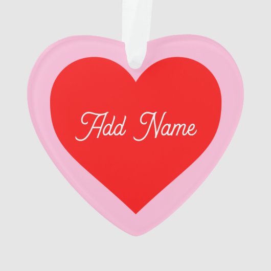 Romantisch rood hart pastel roze gepersonaliseerd ornament (achterkant)