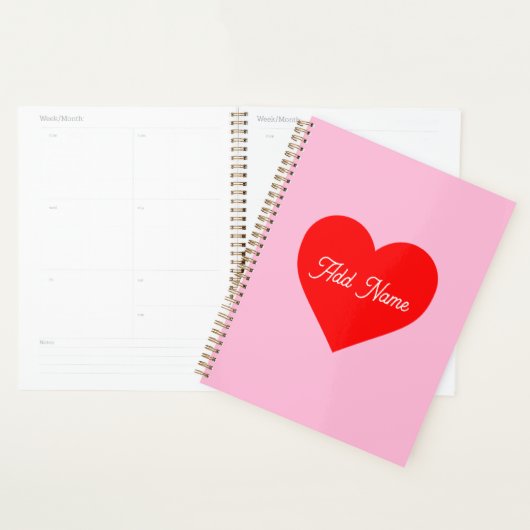 Romantisch rood hart pastel roze gepersonaliseerd planner (Display)