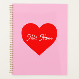 Romantisch rood hart pastel roze gepersonaliseerd planner