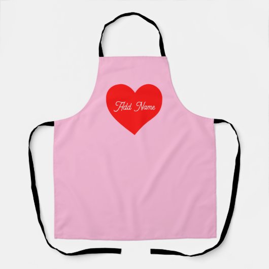 Romantisch rood hart pastel roze gepersonaliseerd schort (Voorkant)