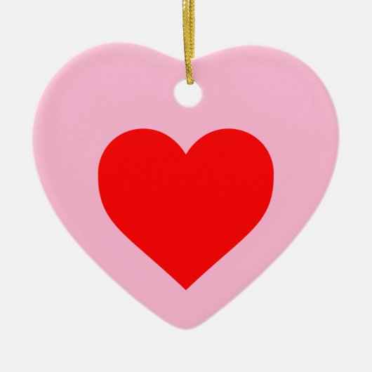 Romantisch rood hart pastel roze keramisch ornament (Voorkant)