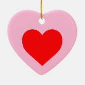 Romantisch rood hart pastel roze keramisch ornament (Achterkant)