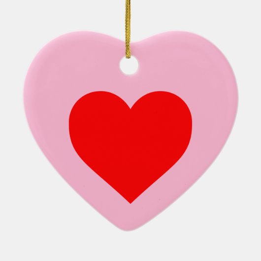 Romantisch rood hart pastel roze keramisch ornament (Achterkant)