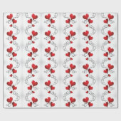 Romantisch rood hart werveling wit cadeaupapier (Vlak)