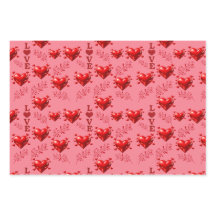 Romantisch Rood Hartjes Liefde Inpakpapier Patroon