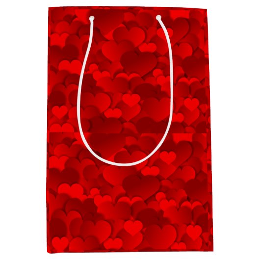 Romantisch Rood Hartjes Textuurpatroon-19909 Medium Cadeauzakje (Voorkant)