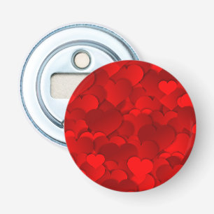 Romantisch Rood Hartjes Textuurpatroon Button Flesopener