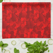 Romantisch Rood Hartjes Textuurpatroon Theedoek (Gevouwen)