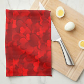 Romantisch Rood Hartjes Textuurpatroon Theedoek (Quarter Fold)