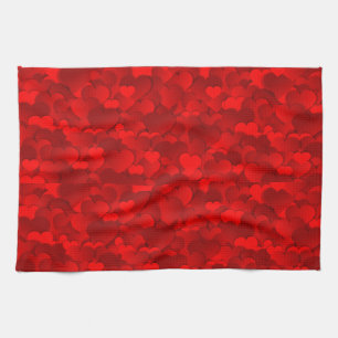 Romantisch Rood Hartjes Textuurpatroon Theedoek