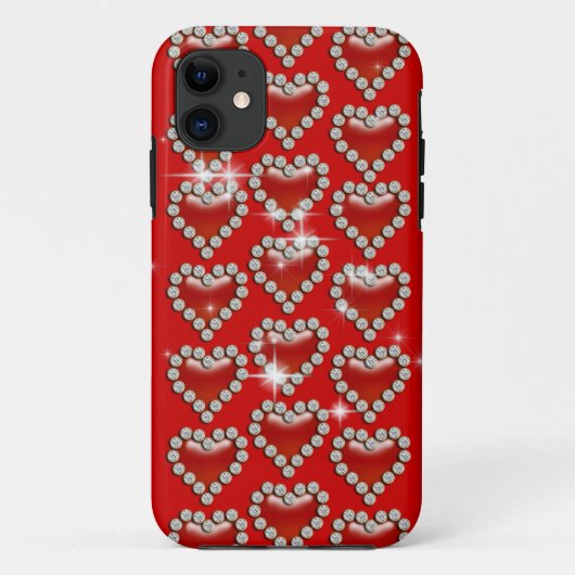 Romantisch rood hartpatroon Case-Mate iPhone case (Achterkant)