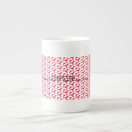 Romantisch rood hartvormig patroon porselein kop (Voorkant)