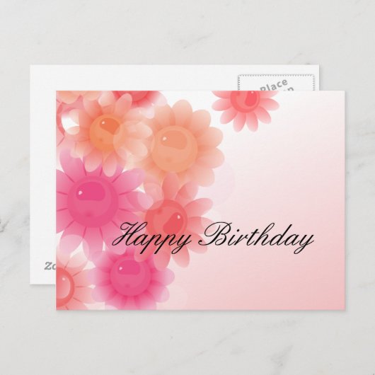 Romantisch rood koraal bloemenverjaardag Briefkaar Briefkaart (Voorkant / Achterkant)