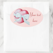 romantisch rood liefde hart en witte boog ovale sticker (Tas)