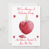 romantisch rood liefde hart kaars valentijn feest kaart (Voorkant)