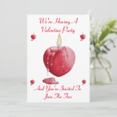 romantisch rood liefde hart kaars valentijn feest kaart (Staand voorkant)