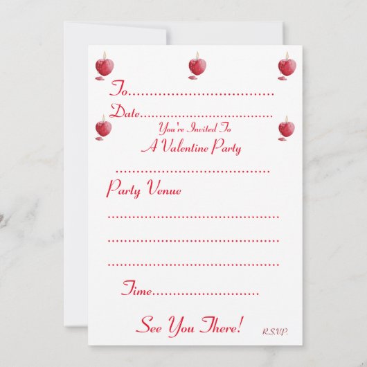 romantisch rood liefde hart kaars valentijn feest kaart (Achterkant)