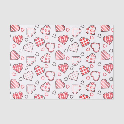 Romantisch rood liefde hart patroon | FEESTDAGEN Tissuepapier (Voorkant)