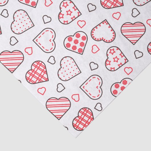 Romantisch rood liefde hart patroon | FEESTDAGEN Tissuepapier (Detail)