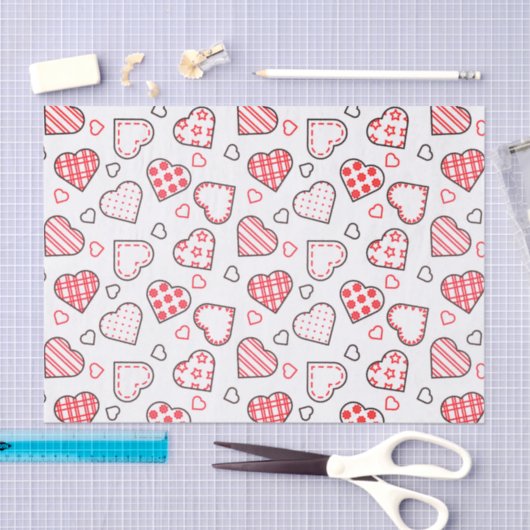 Romantisch rood liefde hart patroon | FEESTDAGEN Tissuepapier (Craft)