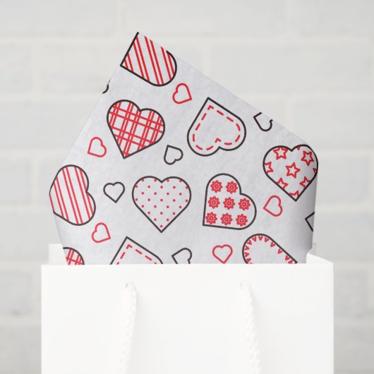 Romantisch rood liefde hart patroon | FEESTDAGEN Tissuepapier (Cadeauzakje)