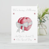 romantisch rood liefde hart witte boog zegen kaart (Staand voorkant)