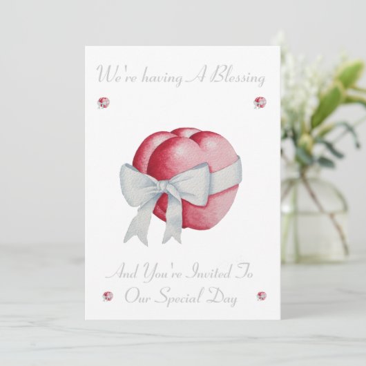 romantisch rood liefde hart witte boog zegen kaart (Staand voorkant)