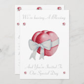 romantisch rood liefde hart witte boog zegen kaart (Voorkant / Achterkant)