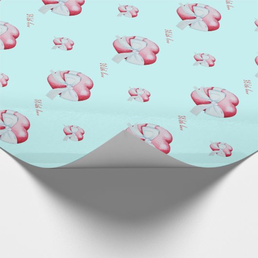 romantisch rood liefdeshart met witte boeg cadeaupapier (Hoek)