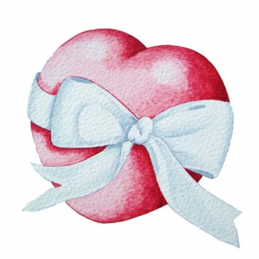 romantisch rood liefdeshart met witte lintboeg fotobeeldje sleutelhanger (Voorkant)